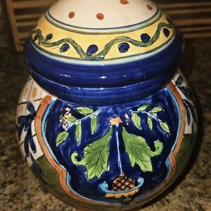TERRANOVA Handcrafted Ceramic Jar with Lid - Blue and Green